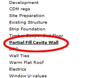 Building Specifications Note for Partial Fill Cavity Wall